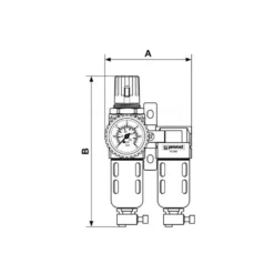 ALTO 1 - Ensemble microfiltre avec régulateur, manomètre et fixation PREVOST TB CSM1
