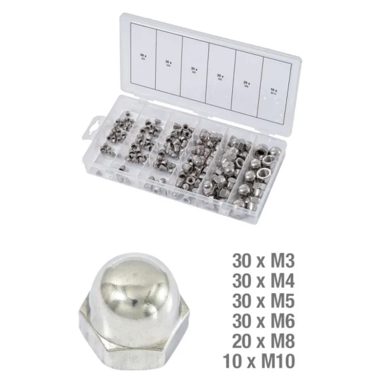 Assortiment d'écrous borgnes en inox 150 pièces KS TOOLS 970.0460