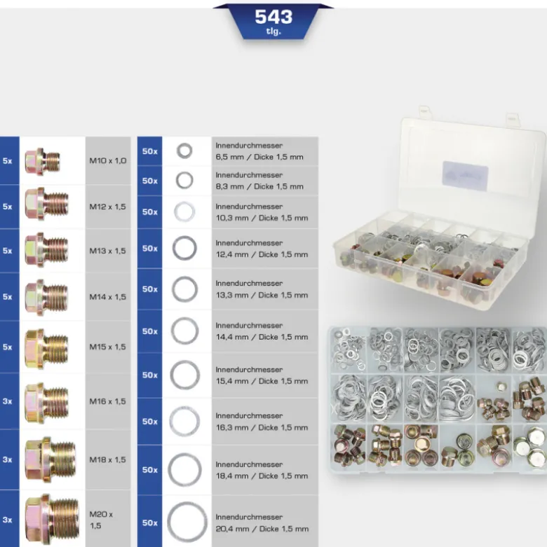 Assortiment de vis de vidange et joints 534pcs BRILLIANT TOOLS - BT711200