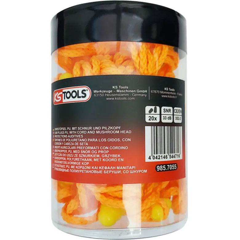 Boite de 20 paires de protections auditives avec tige et cordon KS TOOLS 985.7055