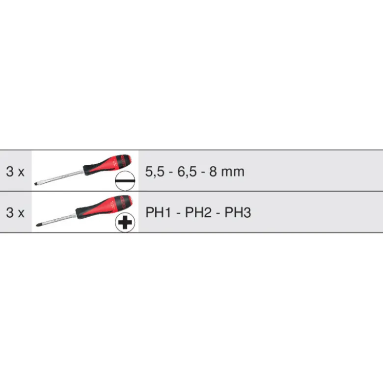 Boîte de 6 tournevis ULTIMATEmax, 3,5 à 8 mm - PH1 à PH3 KS TOOLS 922.6110