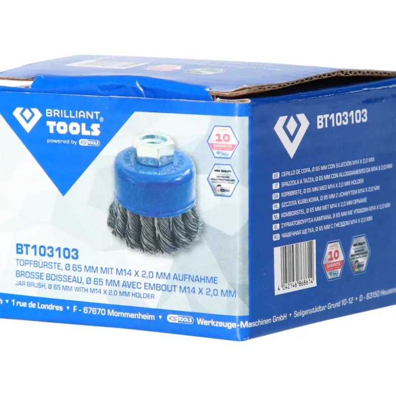 Brosse boisseau 65mm en M14 x 20mm BRILLIANT TOOLS - BT103103