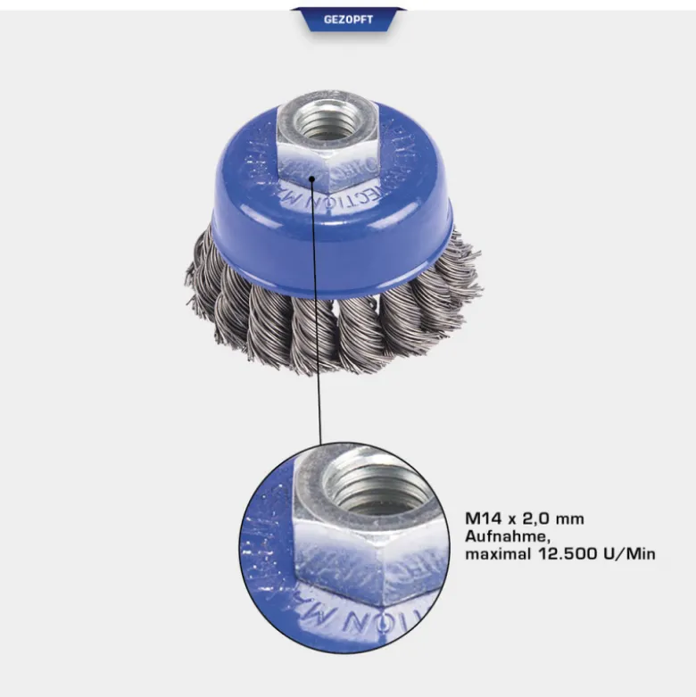Brosse boisseau 65mm en M14 x 20mm BRILLIANT TOOLS - BT103103