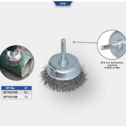 Brosse boisseau 50mm queue de serrage 6mm BRILLIANT TOOLS - BT103105