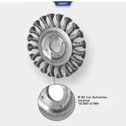 Brosse circulaire acier torsadé 115mm entrainement 22mm BRILLIANT TOOLS - BT103102