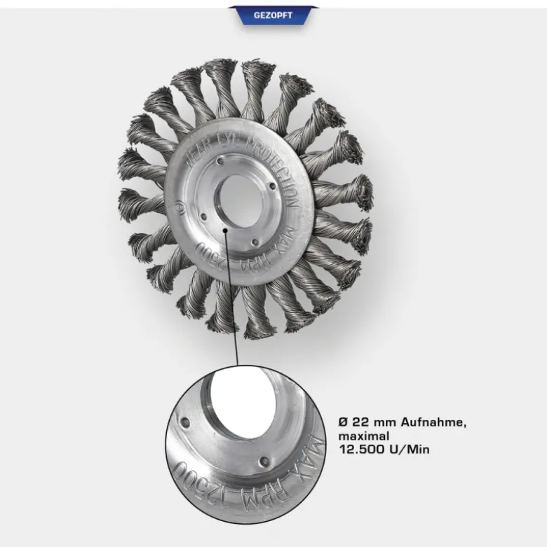 Brosse circulaire acier torsadé 115mm entrainement 22mm BRILLIANT TOOLS - BT103102