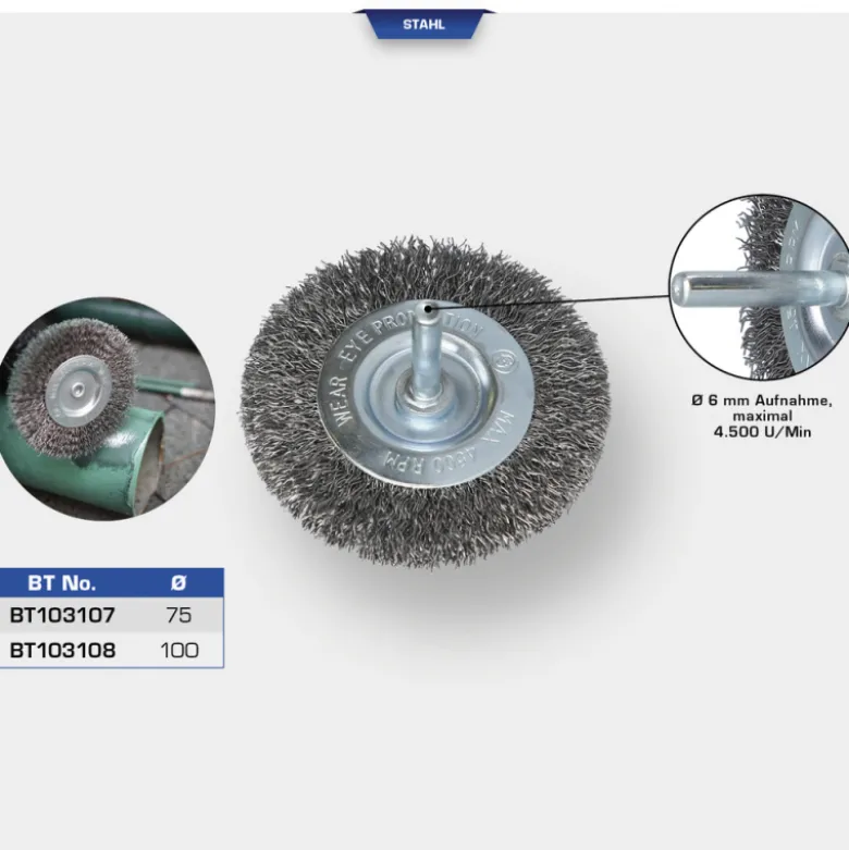 Brosse circulaire 75mm queue de serrage 6mm BRILLIANT TOOLS - BT103107