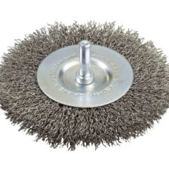 Brosse circulaire sur tige de 6mm à fils ondulées inox Ø50 à 100mm - SIDAMO