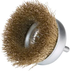 Brosse en coupe sur tige de 6mm à fils ondulés laitonnés Ø50 à 75mm - SIDAMO