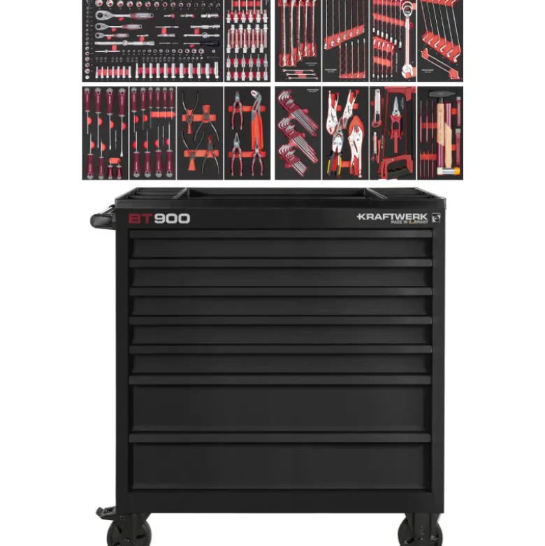 BT LINE Servante d'Atelier BT900 - 7 Tiroirs Noir, 291-pcs KRAFTWERK - 102.217.BLK4