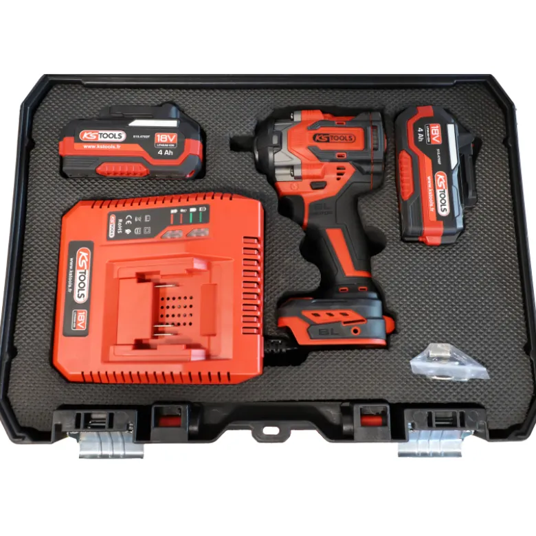 Clé à Chocs Brushless 1/2'' 850 Nm en Coffret, 2 Batteries 18V 4Ah KS TOOLS - 515.4710F