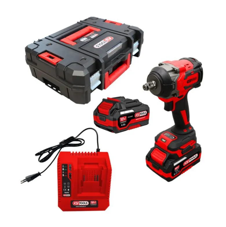 Clé à Chocs Brushless 1/2'' 850 Nm en Coffret, 2 Batteries 18V 4Ah KS TOOLS - 515.4710F