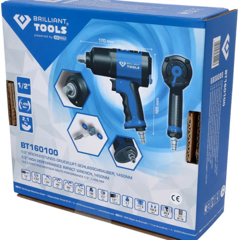 Clé à chocs pneumatique 1/2’’ 1450Nm BRILLIANT TOOLS - BT160100