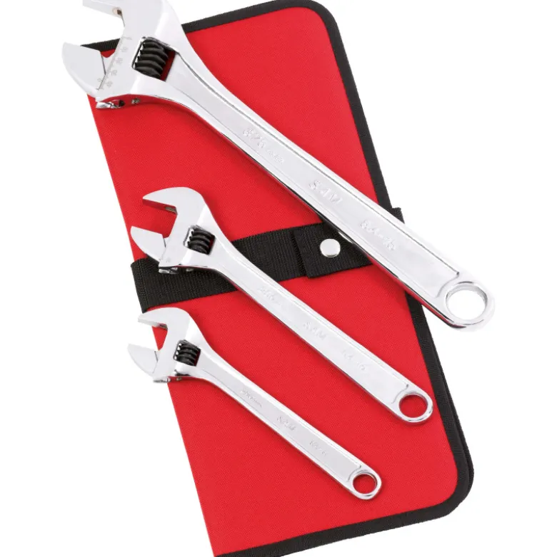 Cle A Molette Chromee 8'' 10'' 15'' - Trousse De 3 Sam Outillage - 54-Tr3