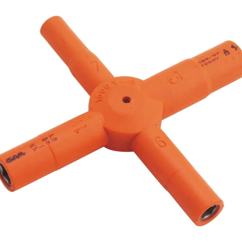 Cle En Croix Isolee 1000 V 4 Douilles 6 Pans 6X8X10X12 Mm SAM Outillage - Z-87-6-12
