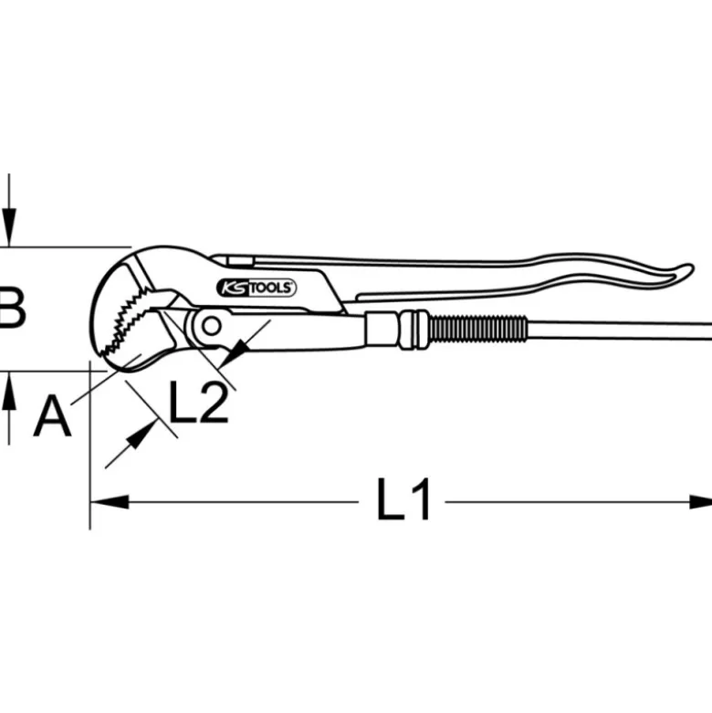 Clé à griffes (serre-tubes) Type Suédoises tête 45° mors en "S" KS TOOLS