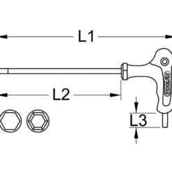 Clé mâles 6 pans à tête sphérique Poignée T KS TOOLS