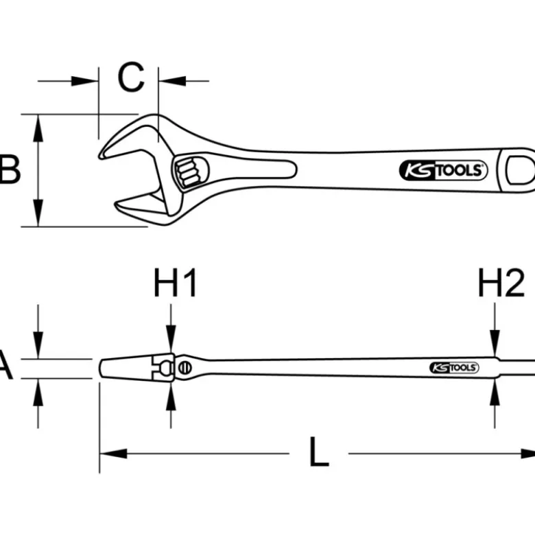 Clé à molette bi-matière à ouverture large KS TOOLS 577.0202
