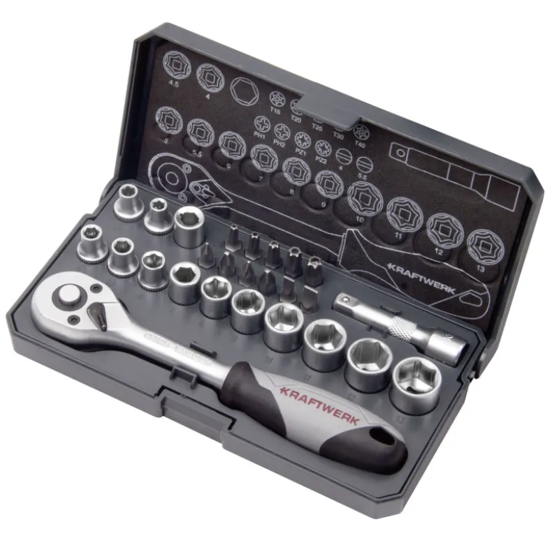 Coffret de douilles Basic Line, cliquet et accessoires 26 pièces 1/4" KRAFTWERK 204.100.000