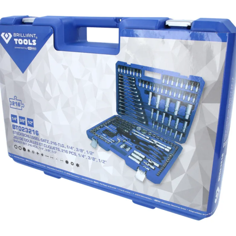 Coffret de douilles cliquets et clés mixtes 206pcs BRILLIANT TOOLS - BT023216