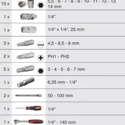 Coffret de douilles et accessoires ULTIMATE® 1/4'', 27 pièces KS Tools 922.0626