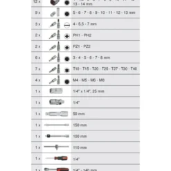 Coffret de douilles et accessoires 12 pans 1/4" 54 pièces KS TOOLS 922.0655