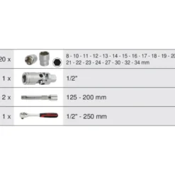 Coffret de douilles et accessoires ULTIMATE 1/2'', 24 pièces KS TOOLS 922.0623