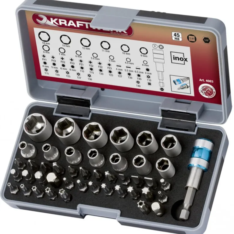 Coffret de douilles et embouts 1/4" 45 pièces KRAFTWERK 4003