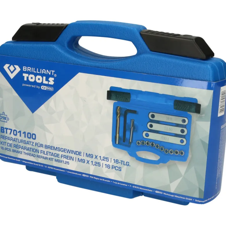 Coffret de réparation pour filetage de frein M9 x 125 16 pcs BRILLIANT TOOLS - BT701100