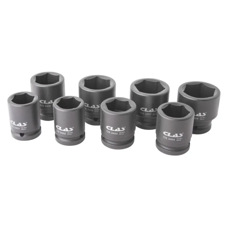 Coffret douilles choc 6 pans 26-38mm 3/4" (8 pcs) CLAS OS 3400
