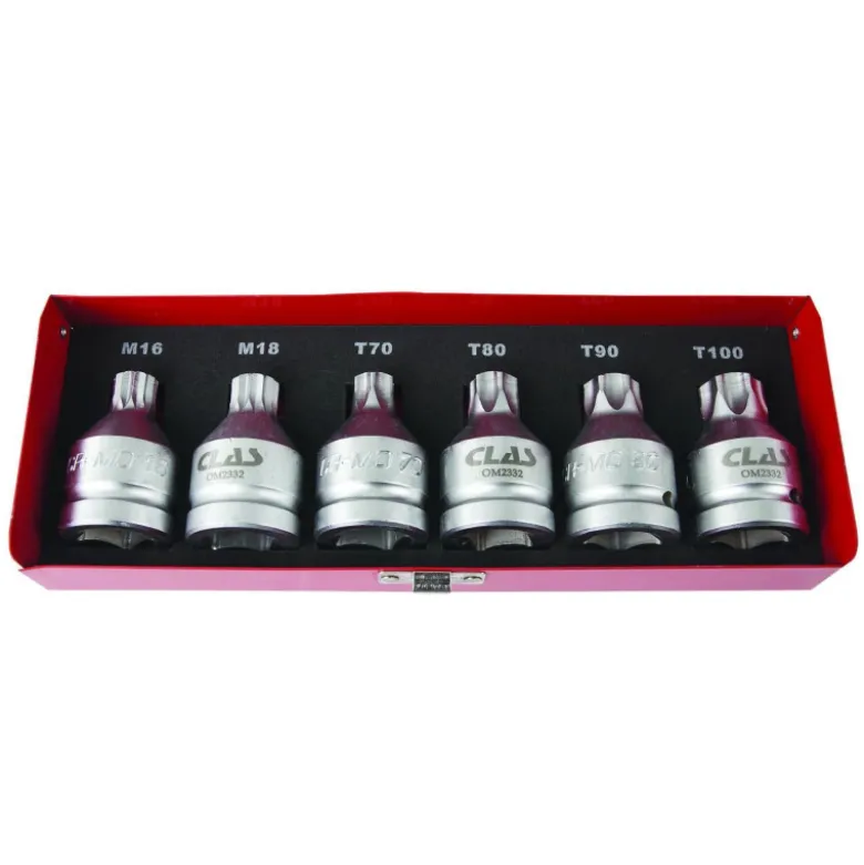 Coffret douilles embouts pl 3/4" xzn 6-18 torx t70-t100 (6 pcs) CLAS OM 2332