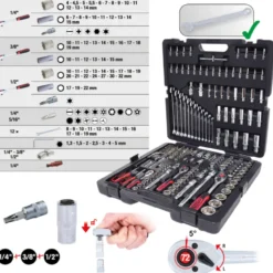 Coffret d'outils et douilles 1/4