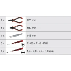 Coffret 10 Pièces de pinces et tournevis électroniques KS TOOLS 500.7180