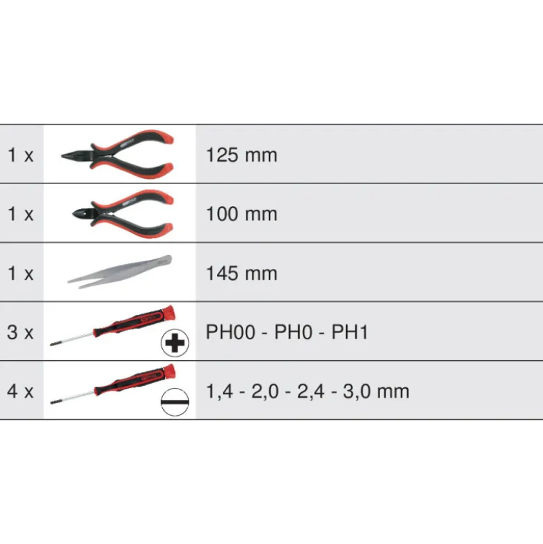 Coffret 10 Pièces de pinces et tournevis électroniques KS TOOLS 500.7180