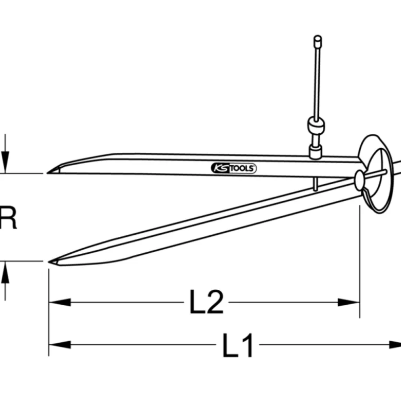 Compas droit à ressort, rayon 138 mm, L.150 mm sur carte KS TOOLS - 300.0402-E