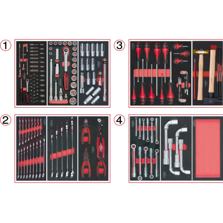Composition d'outils 4 tiroirs pour servante, 173 pièces KS TOOLS 714.0173