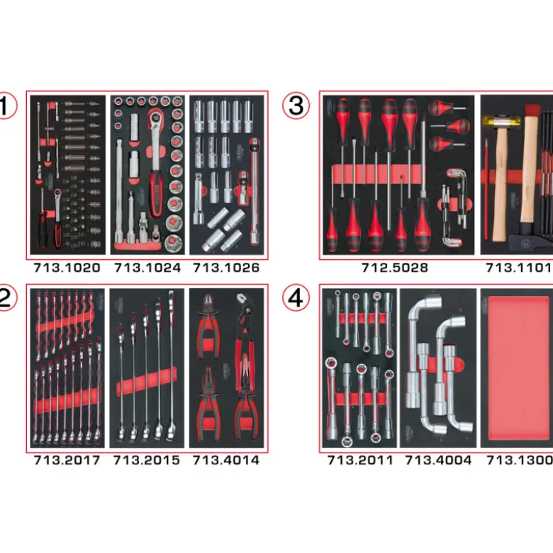 Composition d'outils 4 tiroirs pour servante, 173 pièces KS TOOLS 714.0173