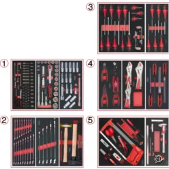 Composition d'outils 5 tiroirs pour servante, 187 pièces KS TOOLS 714.0187