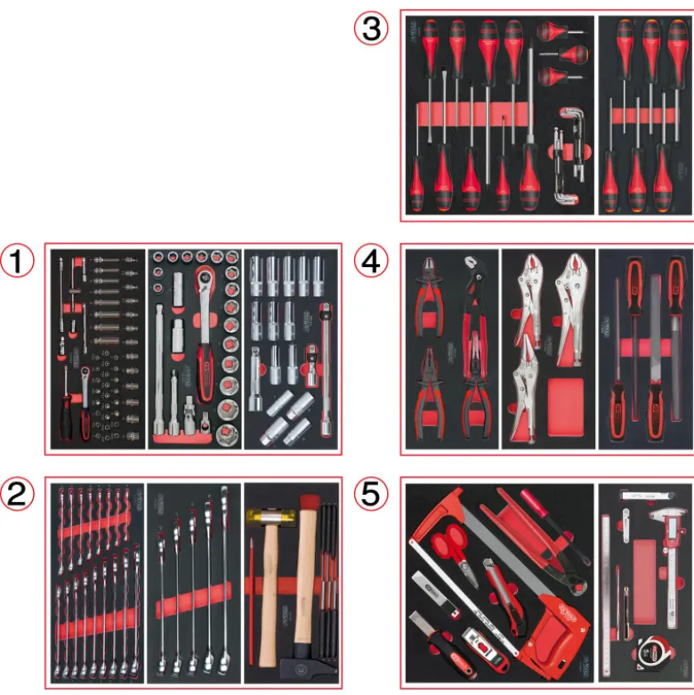 Composition d'outils 5 tiroirs pour servante, 187 pièces KS TOOLS 714.0187