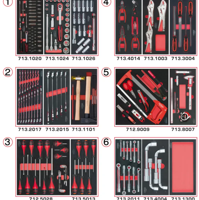 Composition d'outils 6 tiroirs pour servante, 202 pièces KS TOOLS 714.0202