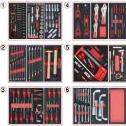 Composition d'outils 6 tiroirs pour servante, 202 pièces KS TOOLS 714.0202
