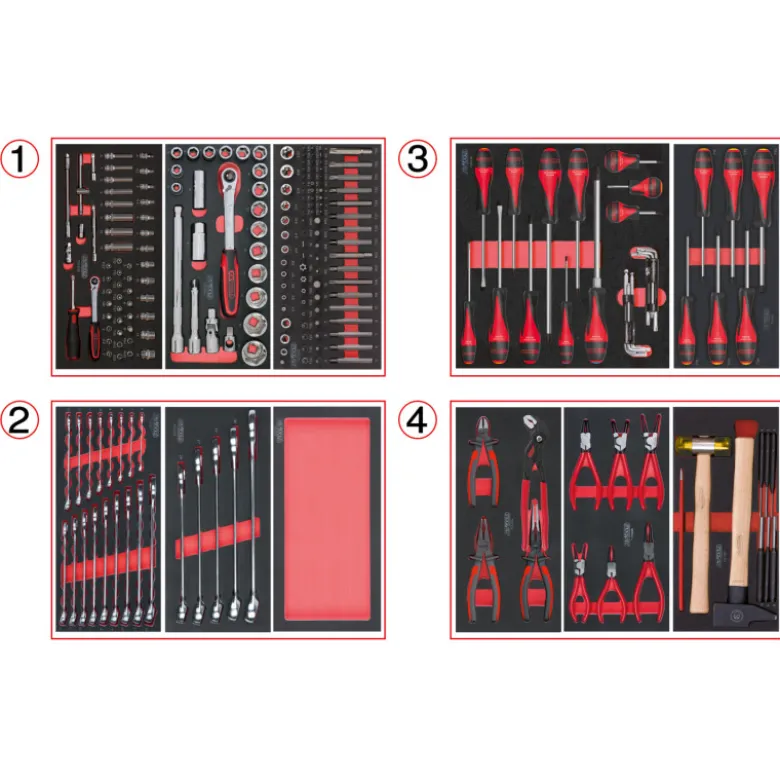 Composition d'outils 4 tiroirs pour servante, 241 pièces KS TOOLS 714.0241