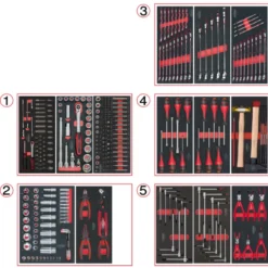 Composition d'outils 5 tiroirs pour servante, 311 pièces KS TOOLS 714.0311