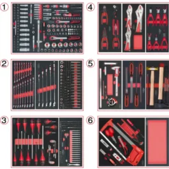 Composition d'outils 6 tiroirs pour servante, 455 pièces KS TOOLS 714.0452