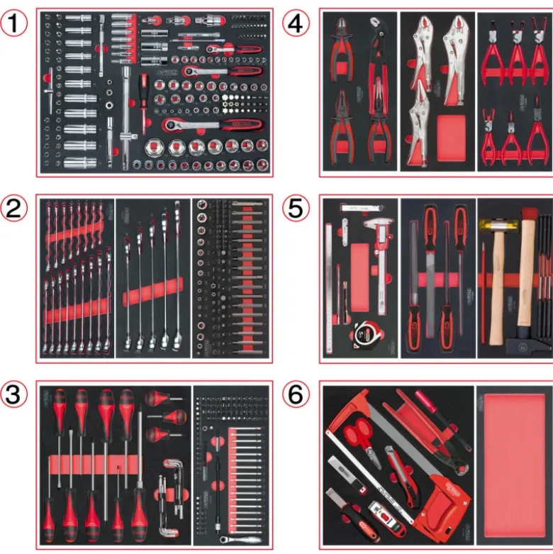 Composition d'outils 6 tiroirs pour servante, 455 pièces KS TOOLS 714.0452