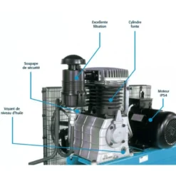Compresseur d'air marche lente 500L 7,5 Cv 12 bar ET ABAC 4116023542