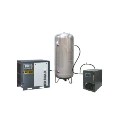 Compresseur d'air à vis 15 CV, 500 L, 400 V tri + sécheur, 8 bar, NUAIR 251608POGNU