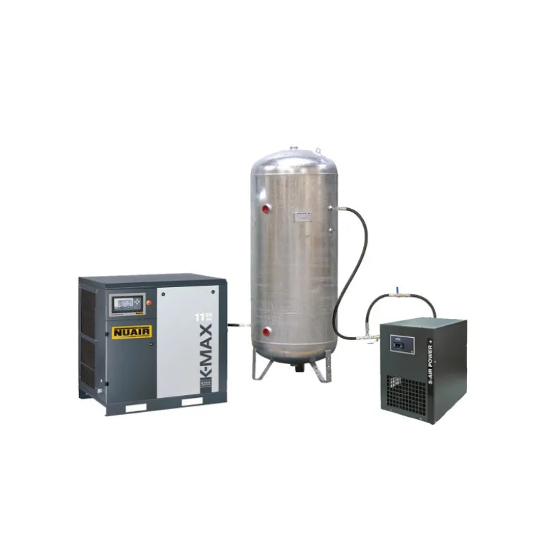 Compresseur d'air à vis 15 CV, 500 L, 400 V tri + sécheur, 8 bar, NUAIR 251608POGNU