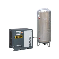 Compresseur d'air à vis 15 CV, Réservoir 500 L vertical galvanisé, pression 10 bar, débit 93 m3/h, 400 V tri NUAIR 261510CGNU