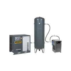 Compresseur d'air à vis 15 CV, Réservoir 500 L vertical, 400 V tri + sécheur, pression 8 bar, débit 102 m3/h NUAIR 251608MDNU